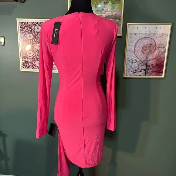 Lulu's NWT Vibrant Pink Long Sleeve Dress Size S 🦄 - Picture 4 of 6